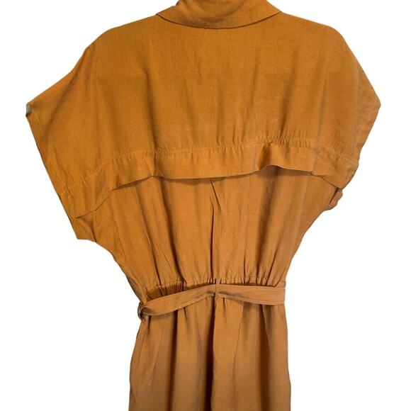 Mango Lyocell Jumpsuit With Belt Straight Leg Utility Pockets Mustard Size XXL - Picture 9 of 13